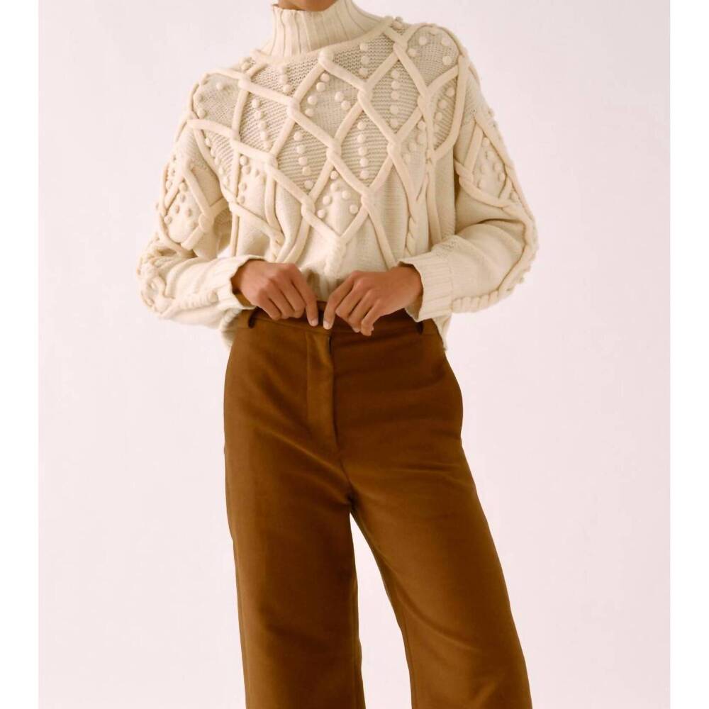 NEW SAYAKA DAVIS pom-pom cable knit sweater in cream